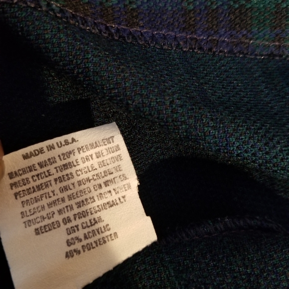 Vtg Michel Laurence Open Front Plaid Blazer Size 44 (Large) Jacket 2Front Pocket - Picture 7 of 10